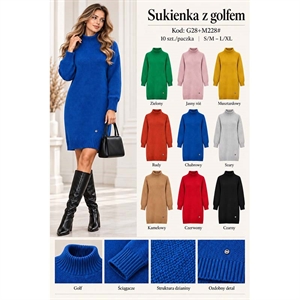 Sukienka sweterkowa damska z golfem  S/M-L/XL