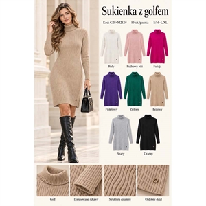 Sukienka sweterkowa damska z golfem  S/M-L/XL
