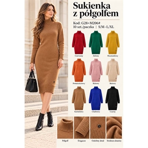 Sukienka sweterkowa damska z golfem  S/M-L/XL