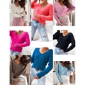Sweter damski z dekoltem w serek - Produkt Włoski