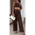 Komplet Bluzka crop top + Spodnie szerokie nogawki produkt Włoski