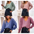 Sweter damski z dekoltem w serek