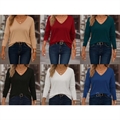 Sweter damski z dekoltem w serek