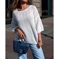 Ażurowy sweter damski okrągły